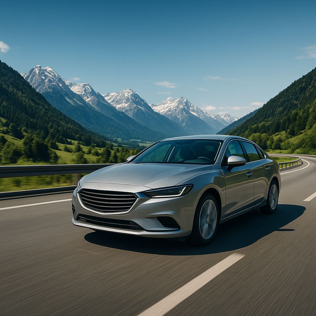 Auto auf europäischer Autobahn